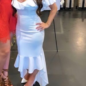 Dresses - White dress tight corset looking back Dresses - White dress tight corset looking back